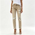 thumbnail image 1 of JOLIP Women's High Rise Khaki Distressed Ripped Straight Leg Jeans, 4-12, 1 of 7