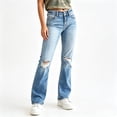 thumbnail image 1 of JOLIP Women's Mid Rise Ripped Distressed Flare Denim Jeans, Stretch Vintage Bootcut Jeans for Casual Daily Wear, 1 of 7