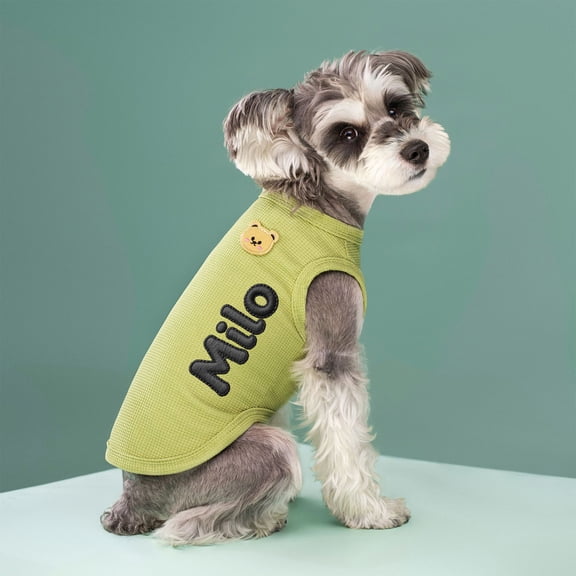 JOLLGII Custom Dog T-Shirts with Name for Pet Dogs, Breathable Personalized Print or Embroidered Name Clothes Summer Clothing Pullover for Pet Puppy Cats Kitten(M,Green)