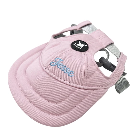 JOLLGII Custom Embroidered Dog Baseball Cap, Personalized Name Pet Visor Hat with Ear Holes, Adjustable Sun Hat for Dogs Cats, Multi-Color Upgrade(L,Pink)
