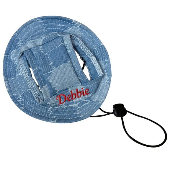 JOLLGII Personalized Dogs/Cats Bucket Hat Printed Name Sun Hats for Dogs & Cats with Ear Holes Suitable for Small and Medium Sized Pets Outdoor Cap(M,Blue)