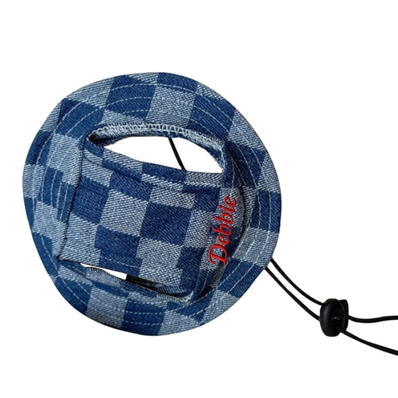 JOLLGII Personalized Dogs/Cats Bucket Hat Printed Name Sun Hats for Dogs & Cats with Ear Holes Suitable for Small and Medium Sized Pets Outdoor Cap(M,Navy)