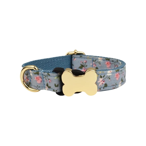 JOLLGII Personalized Plaid Printed Dog Collar With Bone-Shaped Buckle, Custom Name and Phone Number, Adjustable Cotton Blend Collar For Small Medium Large Dogs, Breathable Woven Fabric(XS,Blue)