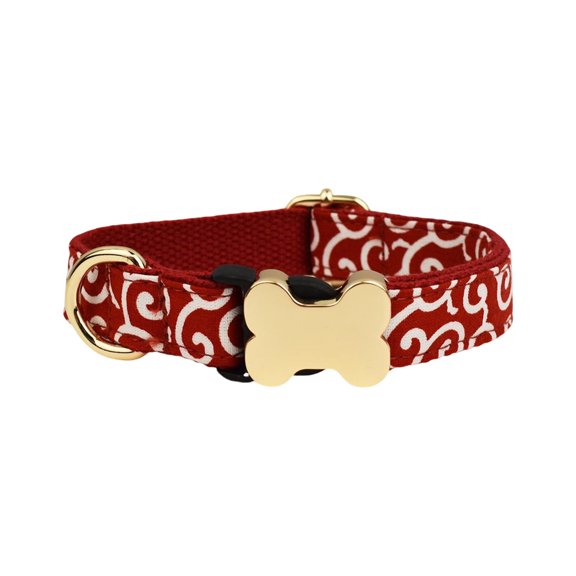 JOLLGII Personalized Plaid Printed Dog Collar With Bone-Shaped Buckle, Custom Name and Phone Number, Adjustable Cotton Blend Collar For Small Medium Large Dogs, Breathable Woven Fabric(XL,Deep Red)