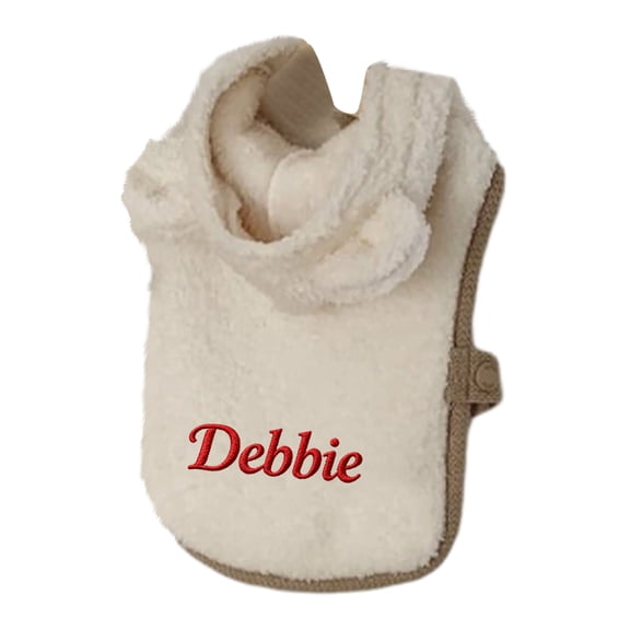 JOLLGII Personalized Warm Dog Cape Shawl for Small Medium Dogs and Cats, Custom Pet Poncho Coat Winter Clothes with Hood(S,Beige)