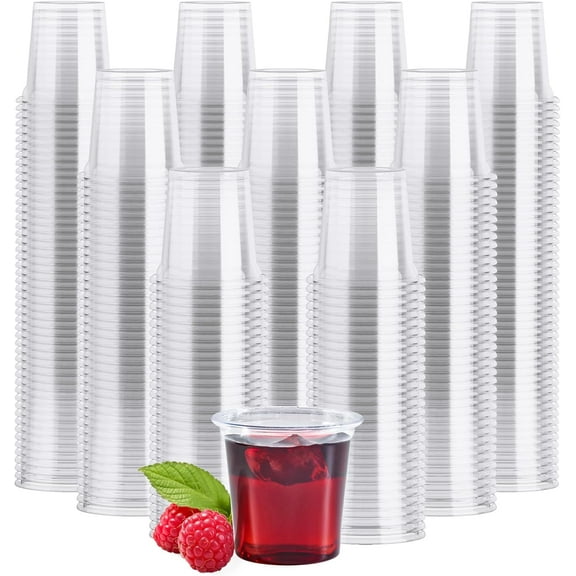JOLLY CHEF 1000 Pack Plastic Shot Glasses, 1 oz Clear Disposable Jelly Cups Reusable Perfect for Wine Tasting, Whiskey, Food Samples, Halloween, Thanksgiving Party, Wedding, Christmas