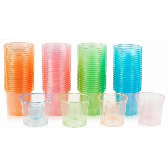 JOLLY CHEF 200 Disposable Bomber Cups, Color Plastic Bomber Shot Glasses, Highly Durable and Reusable Shot Cups Perfect for Wedding, Thanksgiving, Halloween, Christmas Party