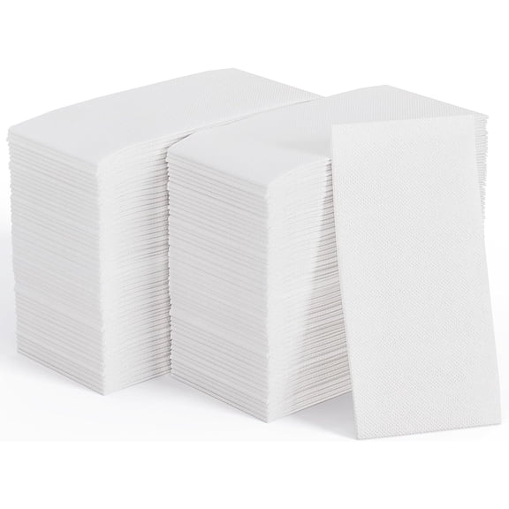 JOLLY CHEF 400 Pack Disposable Paper Napkins, Soft Bathroom Napkins Guest Disposable, 2-Ply White Paper Hand Towels for Halloween, Wedding, Thanksgiving