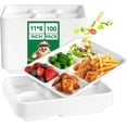 thumbnail image 1 of JOLLY CHEF Compostable 𝟱 Compartment Paper Plates 𝟭𝟭 * 𝟴 𝗶𝗻𝗰𝗵 [𝟭𝟬𝟬 𝗣𝗮𝗰𝗸] Heavy Duty White Divided Disposable Plate Eco-Friendly Biodegradable Food Tray for Party Lunch Dinner Christmas, 1 of 4