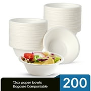 JOLLY CHEF Compostable Disposable Paper Bowls,12 Ounce,200 Count