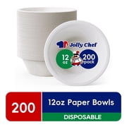 JOLLY CHEF Disposable Paper Bowls,12 Ounce,200 Count,White,All occasions