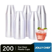 Jolly Chef Disposable Crystal Clear Plastic Cups, 9 oz, 100 Pack,Disposable Polystyrene Cups