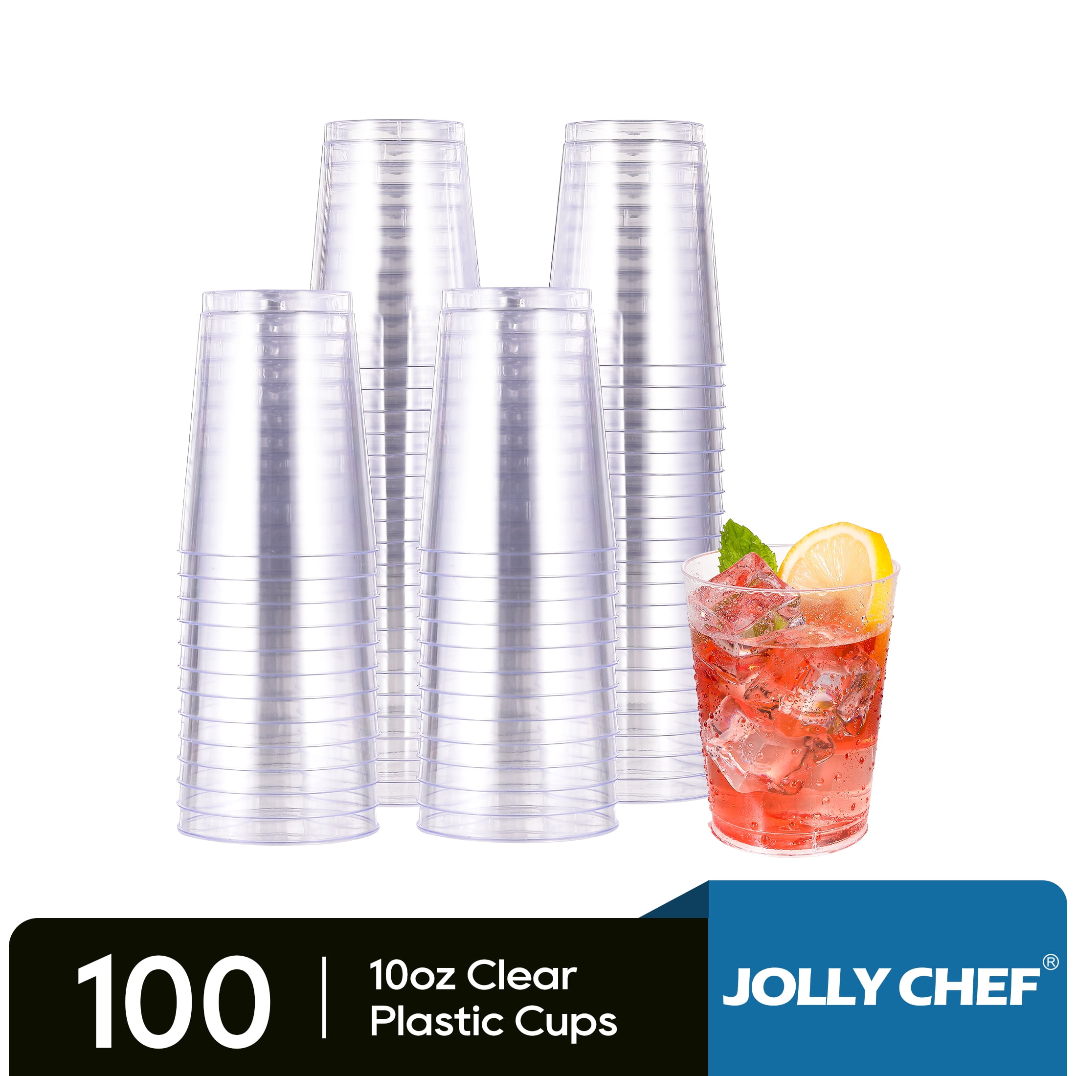 YBM Home Reusable Plastic Cups 10 oz, Unbreakable Drinkware Dishwasher  Safe, Blue 