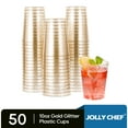 thumbnail image 1 of JOLLY CHEF Disposable Plastic Cups, Gold Glitter, 10 oz, 50 Pack, 1 of 8