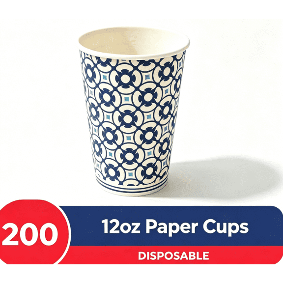 JOLLY CHEF Heavy-Duty Disposable Paper Cups, 12 oz, 200 Count, 200 (Pack)