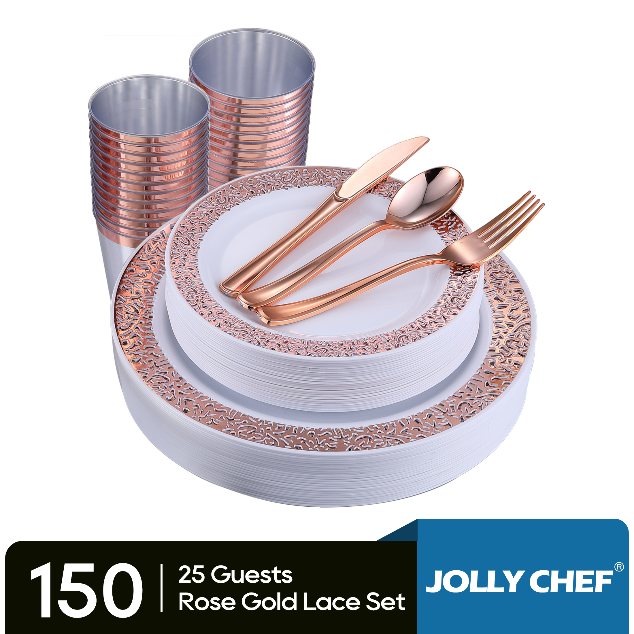 32 Piece Plastic Plates Set Elegant Plastic Dinnerware Includes 16