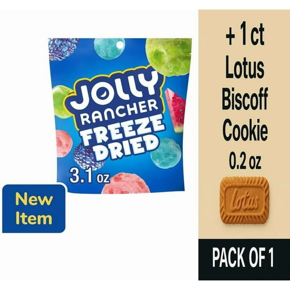 JOLLY RANCHER Freeze Dried Original Fruit Flavored Candy Bag 3.1 oz - Pack of 1 & Lotus Biscoff Cookie - 0.2 Oz - 1 ct