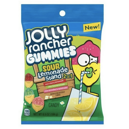 JOLLY RANCHER Gummies 2 In 1 Sour Lemonade Stand Flavors Peg Bag 6.5 oz (12 bags)