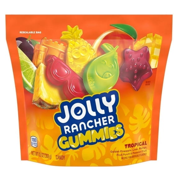 JOLLY RANCHER Gummies Tropical Fruit Flavored Candy Bag, 13 oz (4 Pack)