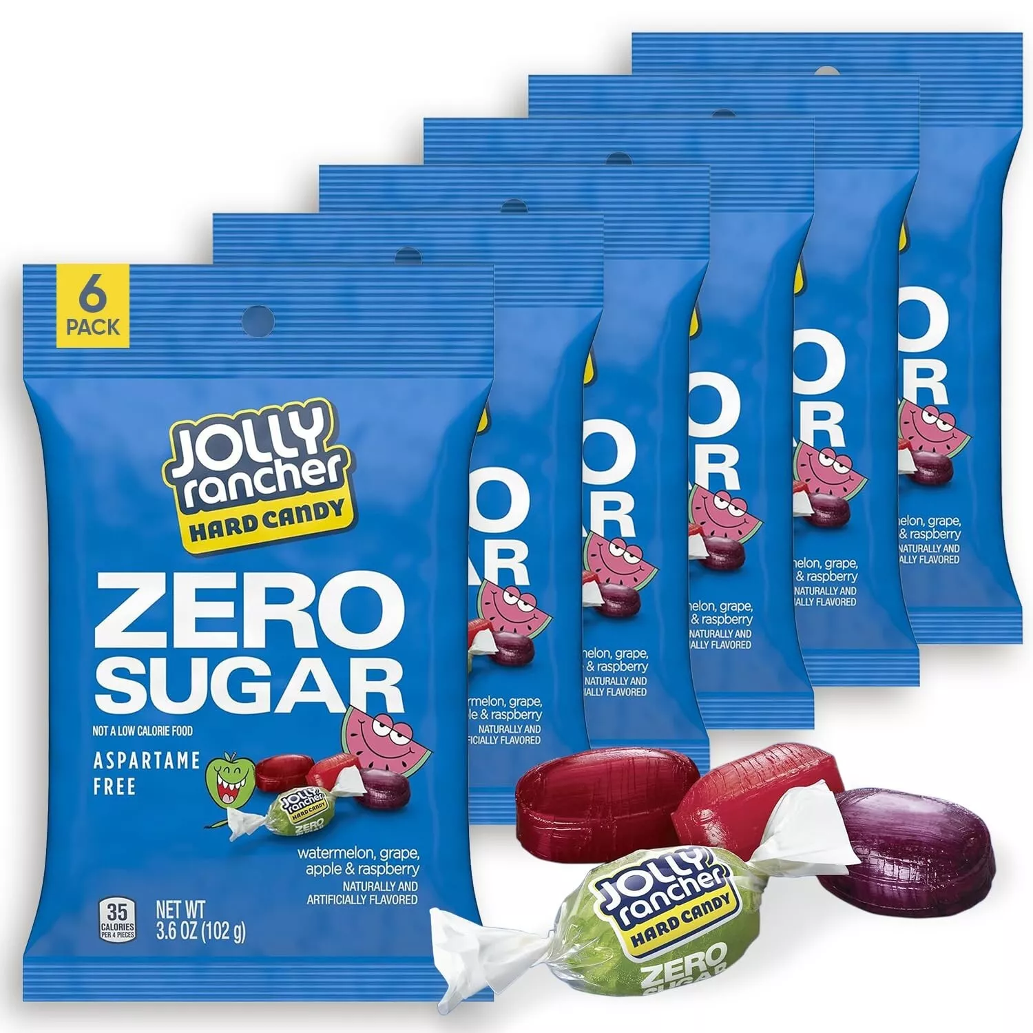 JOLLY RANCHER Hard Candy, Assorted Flavors, Sugar-Free, 3.6-Ounce (6 Bags) Sale!