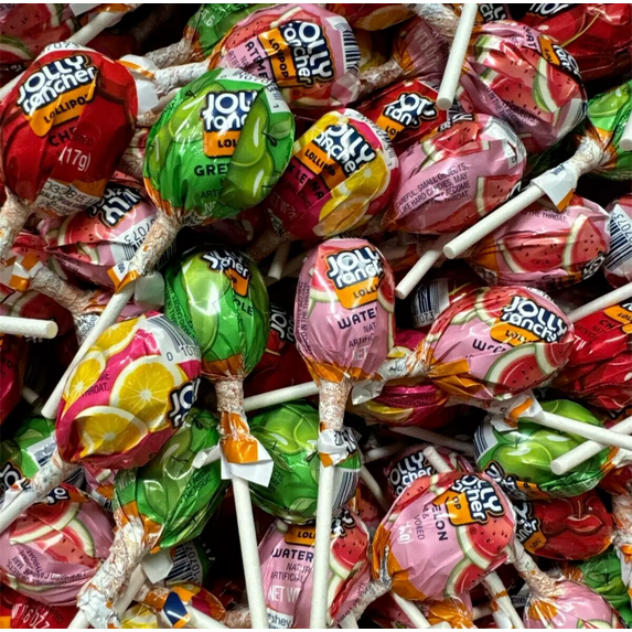 JOLLY RANCHER Round Lollipops, Assorted Fruit Filled Pops, Bulk Candy (2 Pounds)