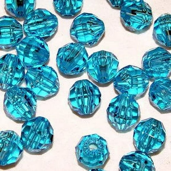 JOLLY STORE Crafts 6mm Faceted Beads Translucent Blue Turquoise Color, 500pcs