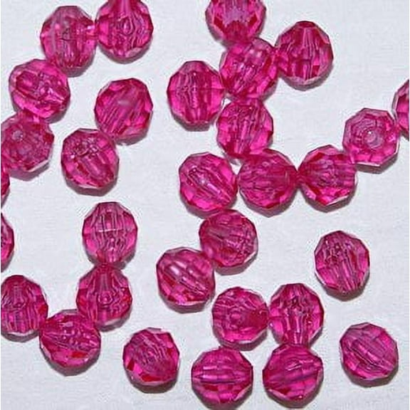 JOLLY STORE Crafts 8mm Faceted Beads Hot Pink Color, 500pcs
