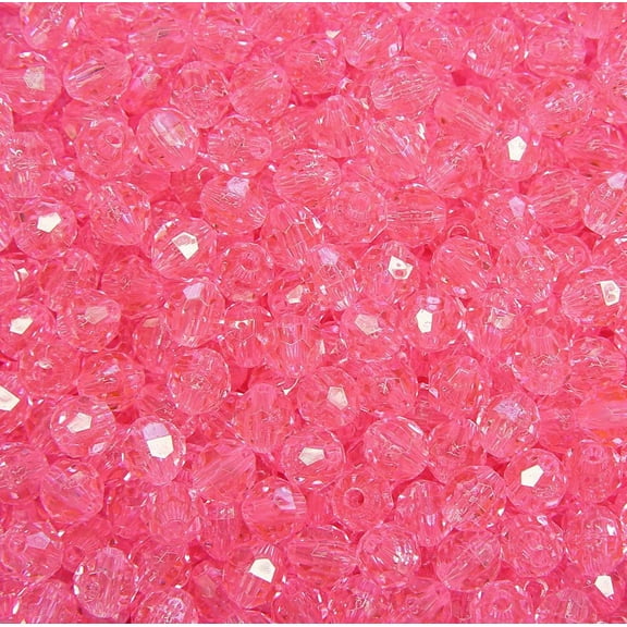 JOLLY STORE Crafts 8mm Faceted Beads Translucent Pink Color, 500pcs