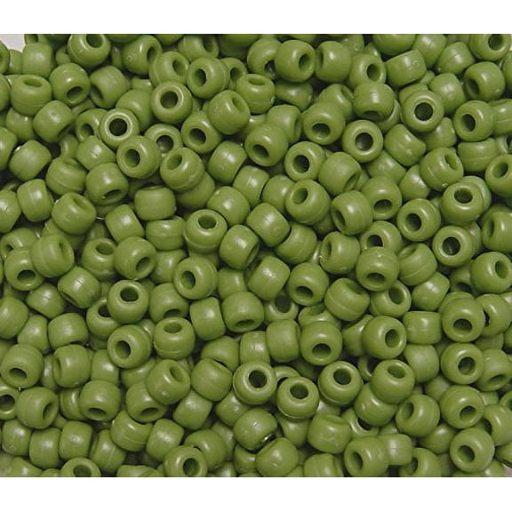 JOLLY STORE Crafts Flat Olive Green 9x6mm Pony Beads, Made in USA, 500pcs