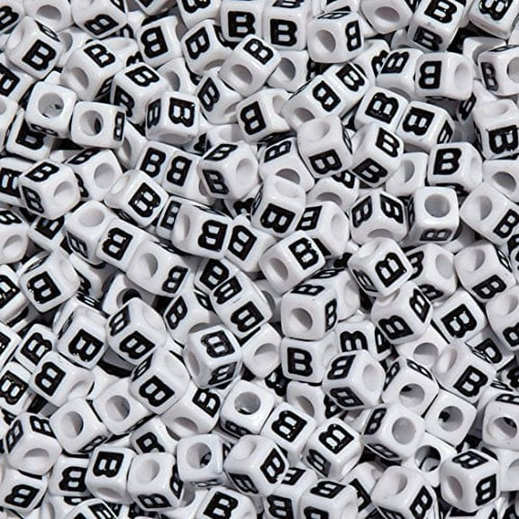 JOLLY STORE Crafts Letter "B" 7mm Cube Shape Alphabet Beads