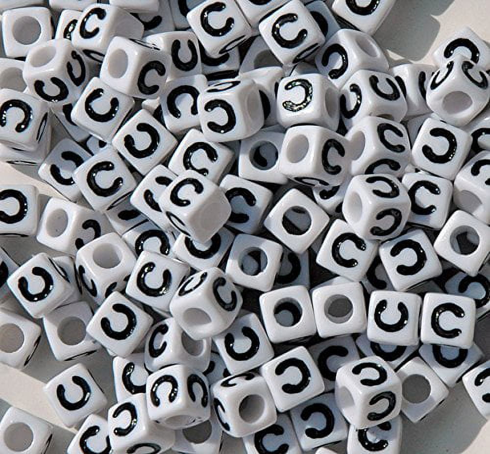 JOLLY STORE Crafts Letter "C" 7mm Cube Shape Alphabet Beads