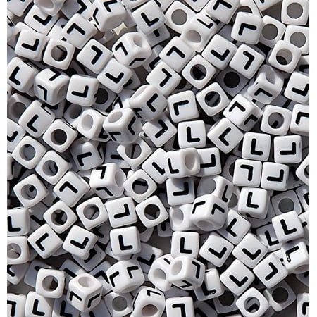 JOLLY STORE Crafts Letter "L" 7mm Cube Shape Alphabet Beads