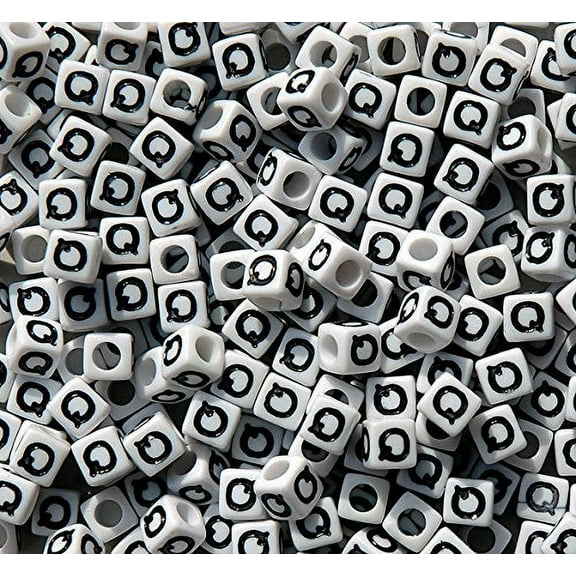 JOLLY STORE Crafts Letter "Q" 7mm Cube Shape Alphabet Beads