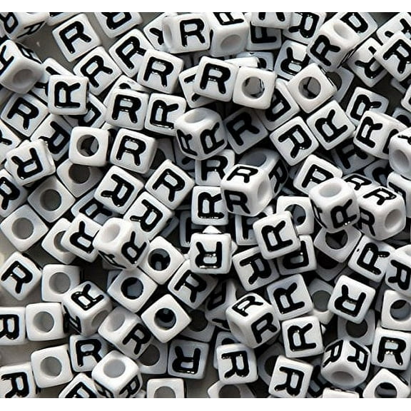 JOLLY STORE Crafts Letter "R" 7mm Cube Shape Alphabet Beads