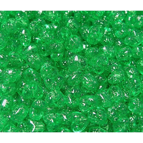 JOLLY STORE Crafts Mint Sparkle Heart Shaped Pony Beads, Made in USA
