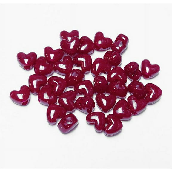 JOLLY STORE Crafts Opaque Cranberry Red Heart Shaped Pony Beads, Made in USA