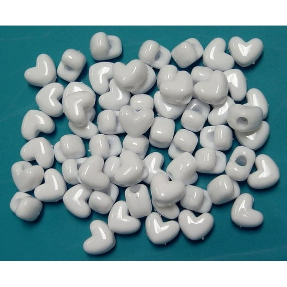 JOLLY STORE Crafts Opaque White Heart Shaped Pony Beads, Made in USA
