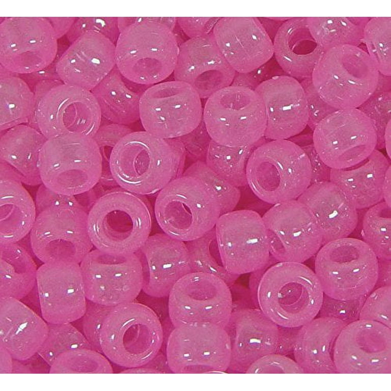 JOLLY STORE Crafts Pink Glow in the Dark Pony Beads 9x6mm 500pc