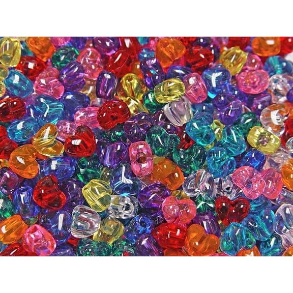 JOLLY STORE Crafts Transparent Multi Colors Heart Shaped Pony Beads, Made in USA