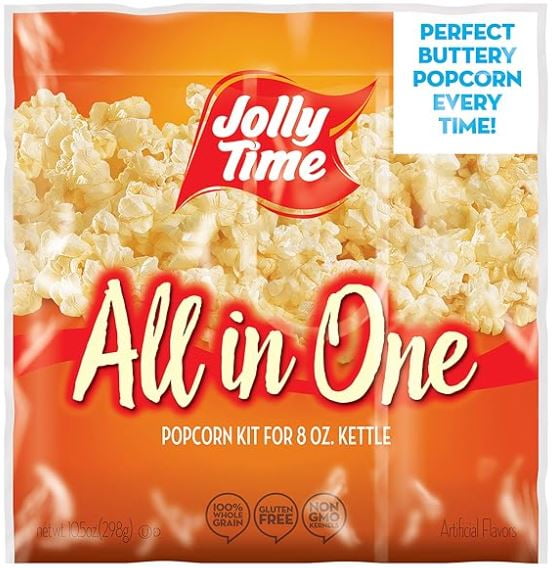 JOLLY TIME All-In-One Popcorn Machine Kits, 36/10.5oz Pack, Pre-Measured Kernels Oil & Salt, Gluten Free, Non-GMO, Concession Popcorn Supplies