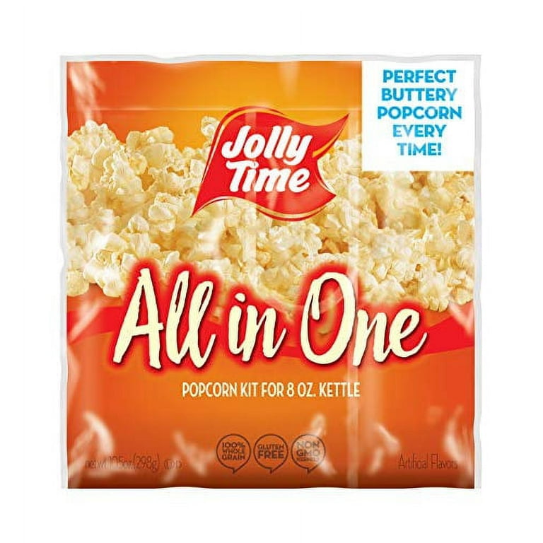 JOLLY TIME All in One Popcorn Kit, Portion Packets with Kernels, Oil and  Salt for Movie Theater or Air Popper Machines (24 pack, 8oz Kettle) 10.5  Ounce (Pack of 24) 