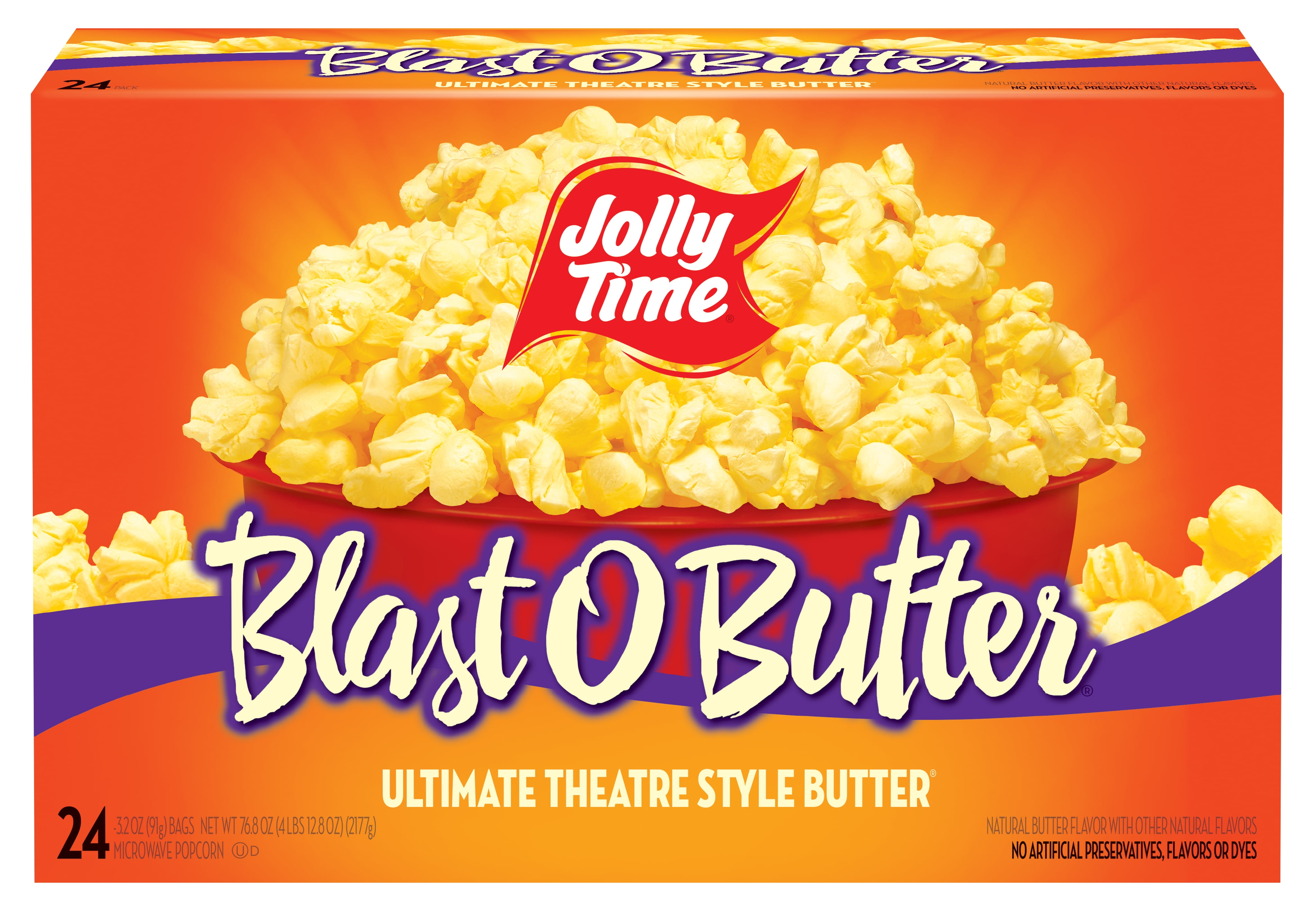 JOLLY TIME Blast O Butter Microwave Popcorn, 24 Ct (3.2 oz. Bags