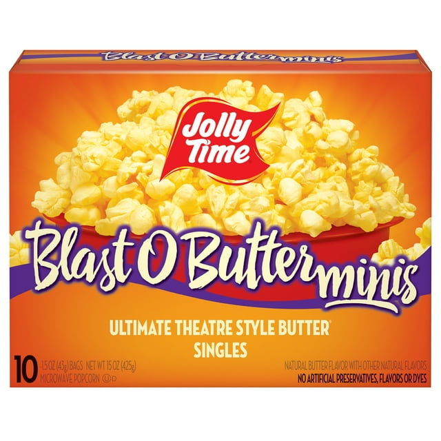 JOLLY TIME Blast O Butter Minis Microwave Popcorn, 1.5 oz, 10 Count
