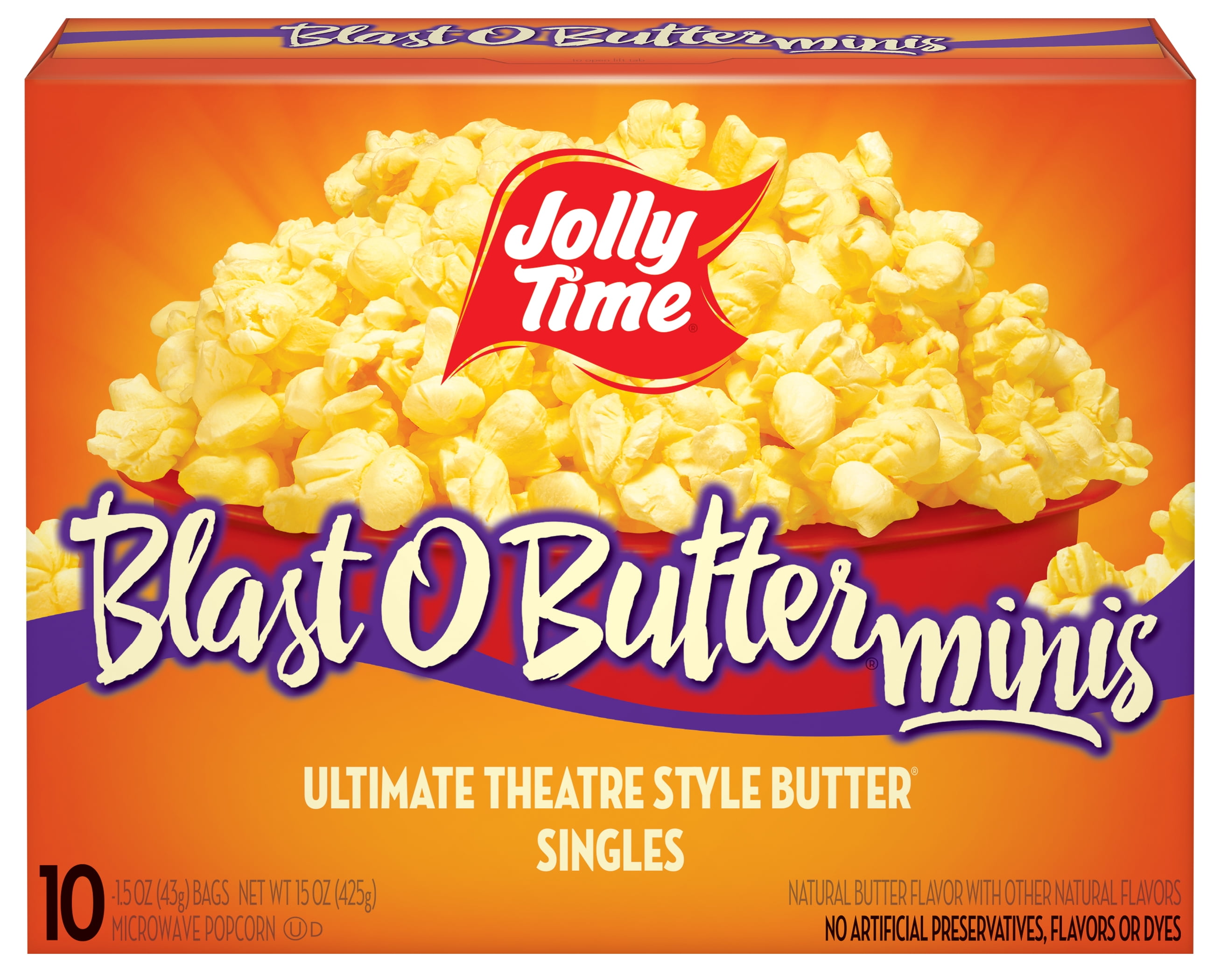 JOLLY TIME Blast O Butter Minis Microwave Popcorn, 1.5 oz, 10 Count