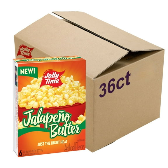 JOLLY TIME Jalapeo Butter, Microwave Popcorn with Just the Right Heat, 3oz Sharing Bag, 6 Bags Per Carton (Jalapeo Butter, 3 Ounce (Pack of 36))