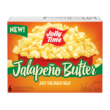 JOLLY TIME Jalapeño Butter Microwave Popcorn, 3oz 6ct Gluten-free