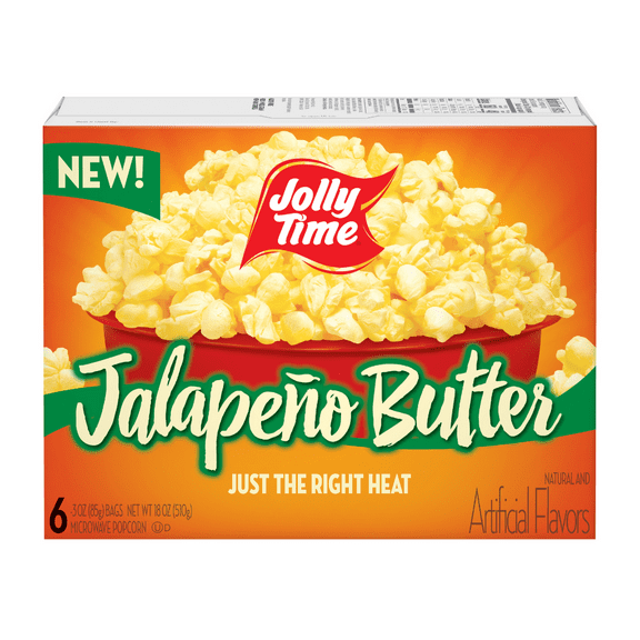 JOLLY TIME Jalapeño Butter Microwave Popcorn, 3oz 6ct Gluten-free