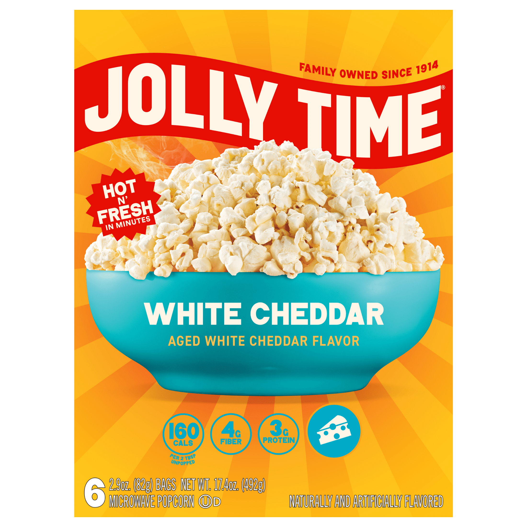 JOLLY TIME White Cheddar Microwave Popcorn, 6 Count, 2.9 oz Bags