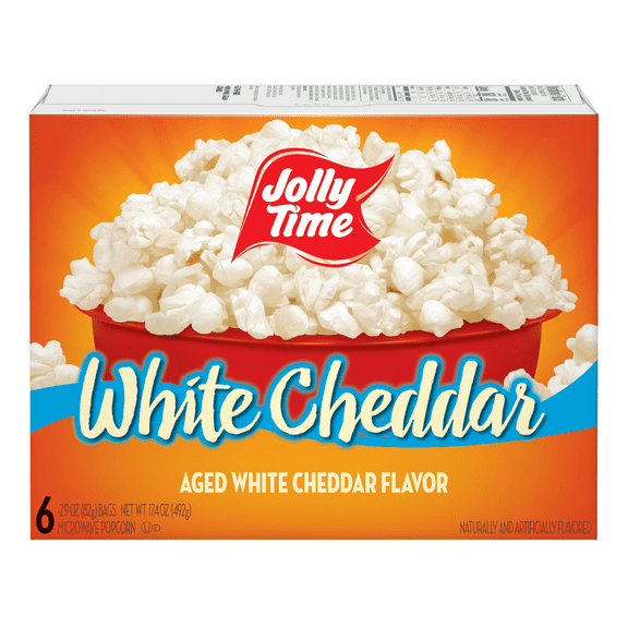 JOLLY TIME White Cheddar Microwave Popcorn, 2.9 oz, 6 Ct. Gluten-Free, Non-GMO