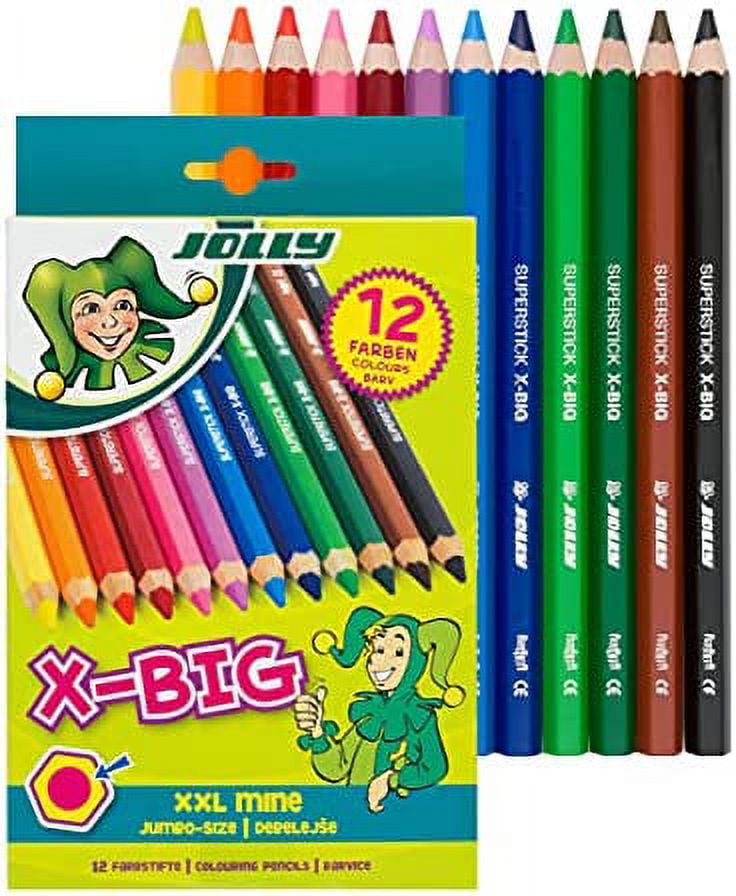 JOLLY XBig Jumbo Colored Pencils; Set of 12, Perfect for Special Needs